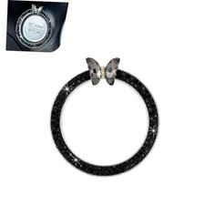 Bling Car Engine Start Stop Decoration Ring, Crystal Rhinestone Butterfly Black