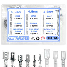 320PCS 2.8/4.8/6.3Mm Spade Wire Terminal Connectors Male and Female Crimp Speake