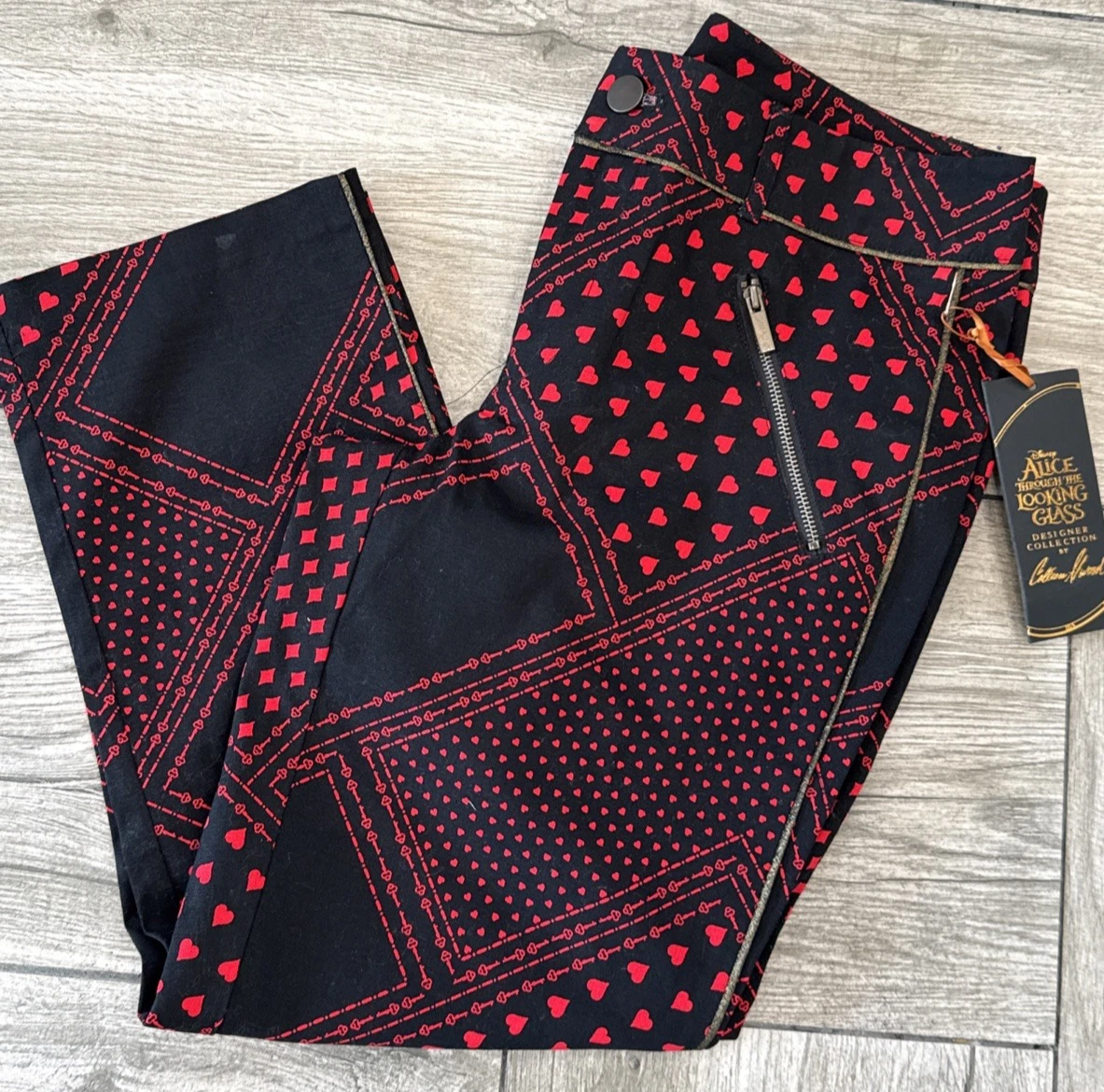 Coleen Atwood Alice In Wonderland Looking Glass Capris Black Designer Pant Sz 0