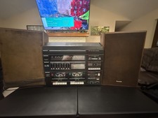 Vintage Magnavox Integrated Stereo System with Belt Drive Turntable and Panasoni