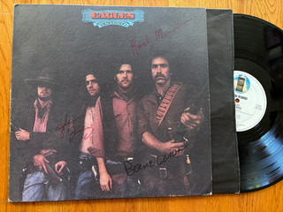 EAGLES! GLENN FREY BERNIE LEADON RANDY MEISNER AUTOGRAPHED DESPERADO 1973 RECORD