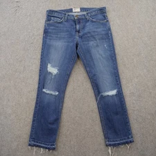 Current Elliot Jeans Womens 28 Blue Cropped Straight Leg Mid Rise Zip Fly