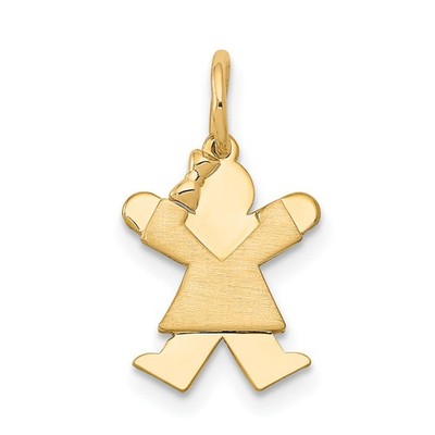 14k Gelbgold Mini Mädchen Freude Charm 18mm x 9mm