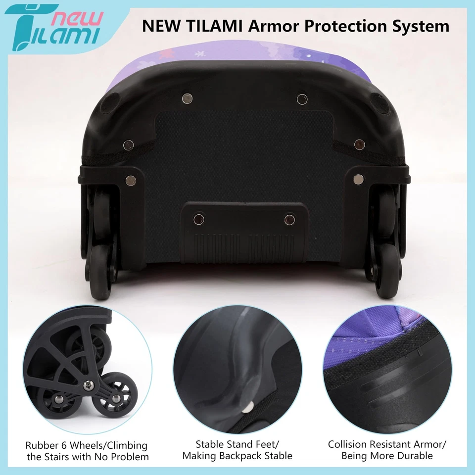 18 inch Rolling Backpack Boys & Girls for School – Durable, Waterproof, Adjus... - Image 4 of 4