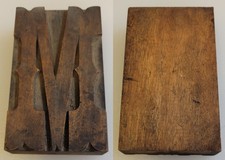 LETTER "M"~ Antique 4" Western WOOD PRINTERS BLOCK Wooden LETTERPRESS Typography