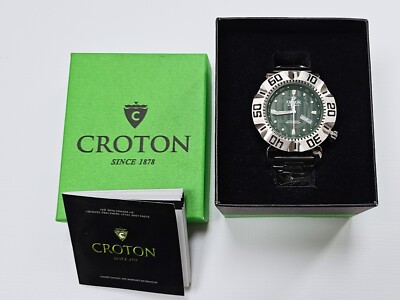 Croton Vortex 21 Jewels Automatic Green Men s Watch 200m 46mm Rare NOS