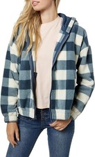 O'neill Juniors Lynnwood Hooded Supersherpa Jacket Color Plaid Slate Size Xs