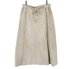 GUCCI 70s Vintage Leather Leather Pencil Skirt Beige Size 46 - SMALL?