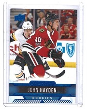 John Hayden 2017-18 Upper Deck Overtime Rookies Blue Parallel Card #114