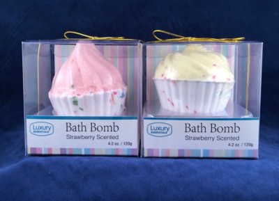 Cupcake Bath Bombs Pink Yellow Strawberry Scent 2 Fizzy Luxury Spa Bubble Bath Ebay