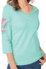 BLAIR EMBROIDERED ESSENTIAL KNIT SWEETHEART TEE PULLOVER TOP WOMENS PLUS 3X NIP 