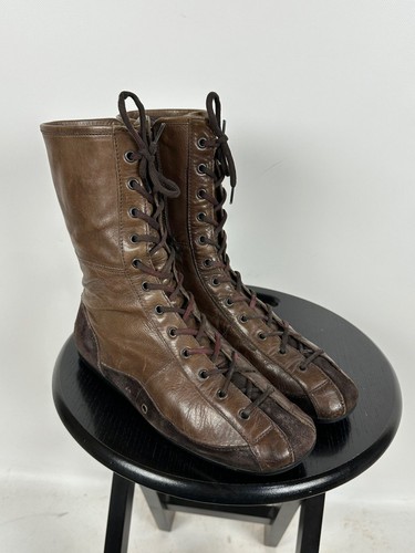 Women's Prada Leather Car Shoes High Top Sneakers Driving Boots Size 38.5 EUR - Picture 2 of 24