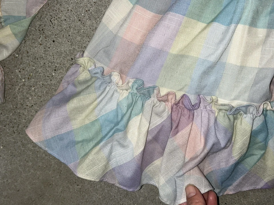 Vintage Martha’s Miniatures Fussy Pastel Plaid Pinafore Dress 6X GUC Easter - Image 3 of 4