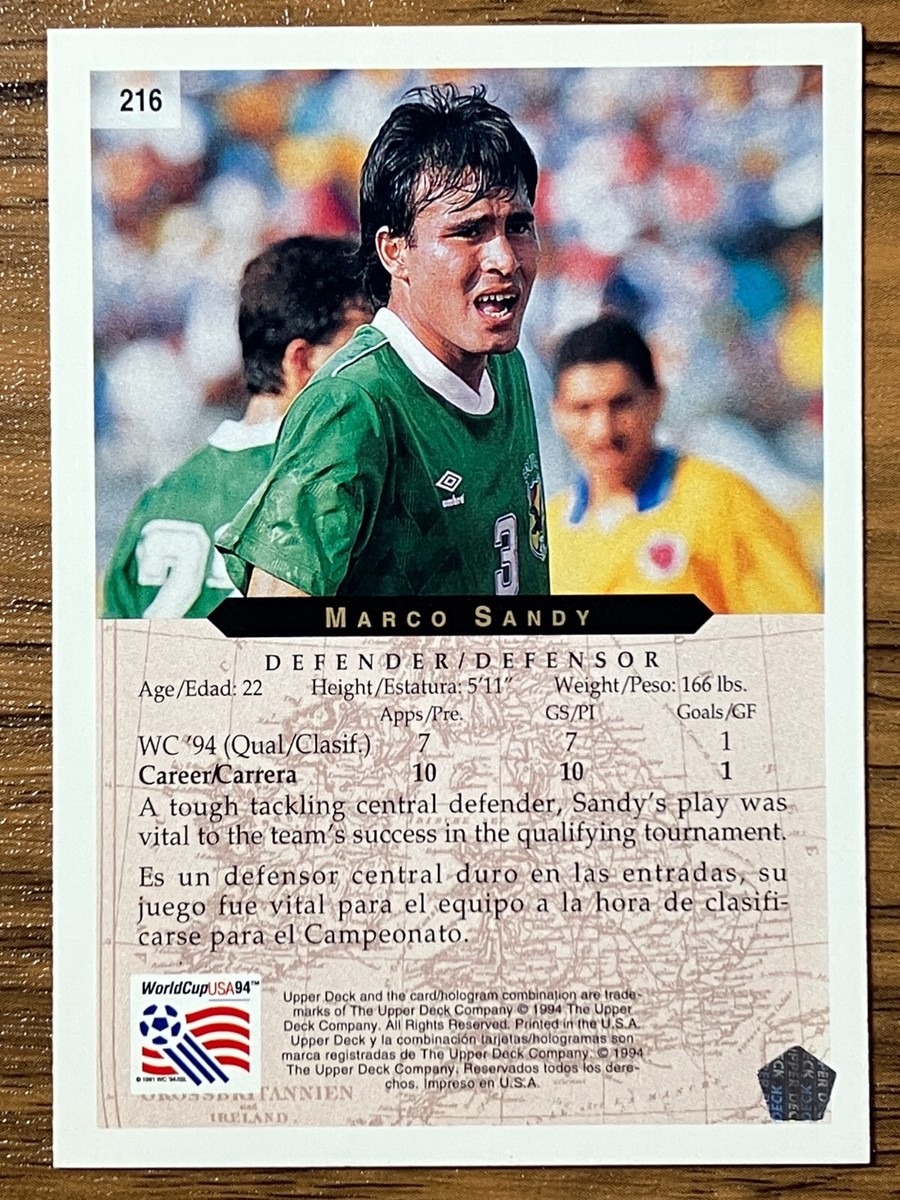 Upper Deck 1994 World Cup Bolivia Soccer Card #216 Marco Sandy | eBay