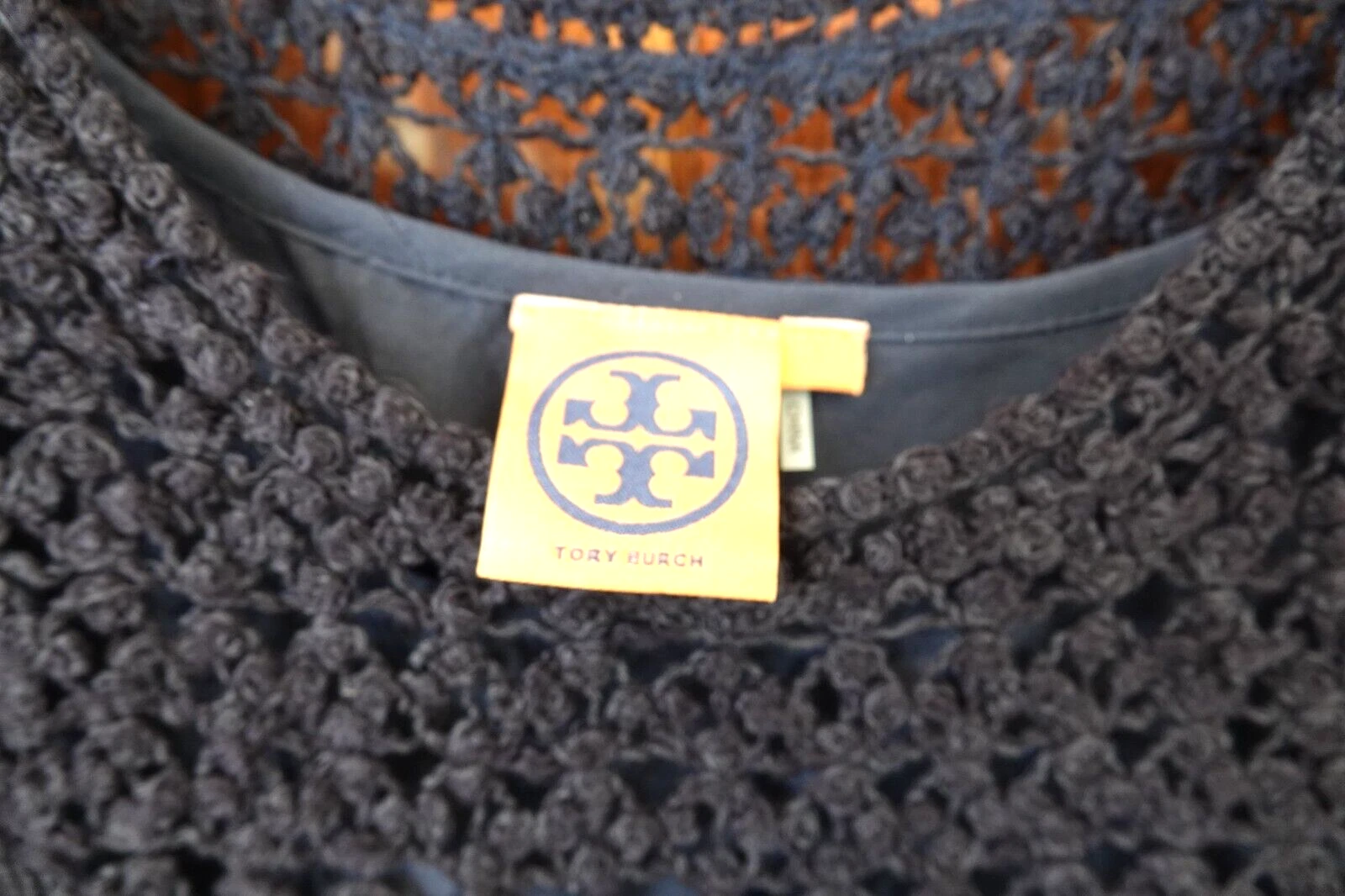 TORY BURCH Abito in maglia all'uncinetto M (l'etichetta è L vedi misure). Blu navy.