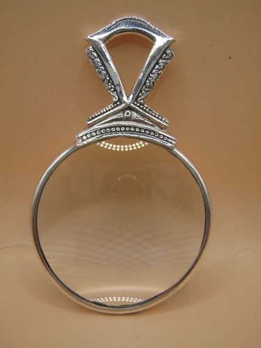 Stunning Deco Style English Hallmarked Sterling Silver Magnifying Lens Eye Glass
