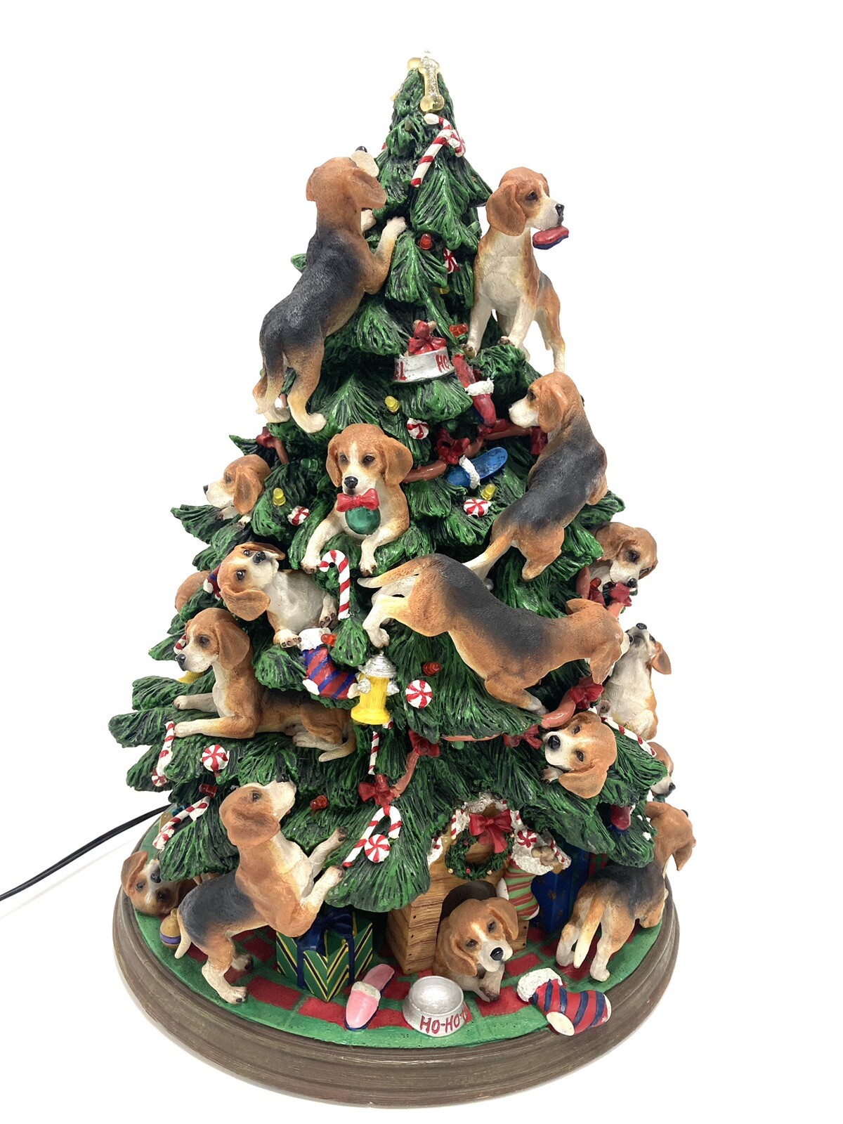 Danbury Mint Beagle Dog Christmas Tree Lighted Retired Works Power Plug