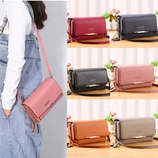 Women's Leather Crossbody Shoulder Bag Wallet Card Cash Holder Mobile Phone Bags