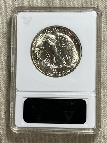 1943-S Walking Liberty Half ANACs Soapbox Vintage Old Holder MS64 Well Struck - Picture 2 of 8