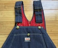Vtg Oshkosh BGosh Overalls 28 X33 USA Union Made Dark Denim Quilted Insulated