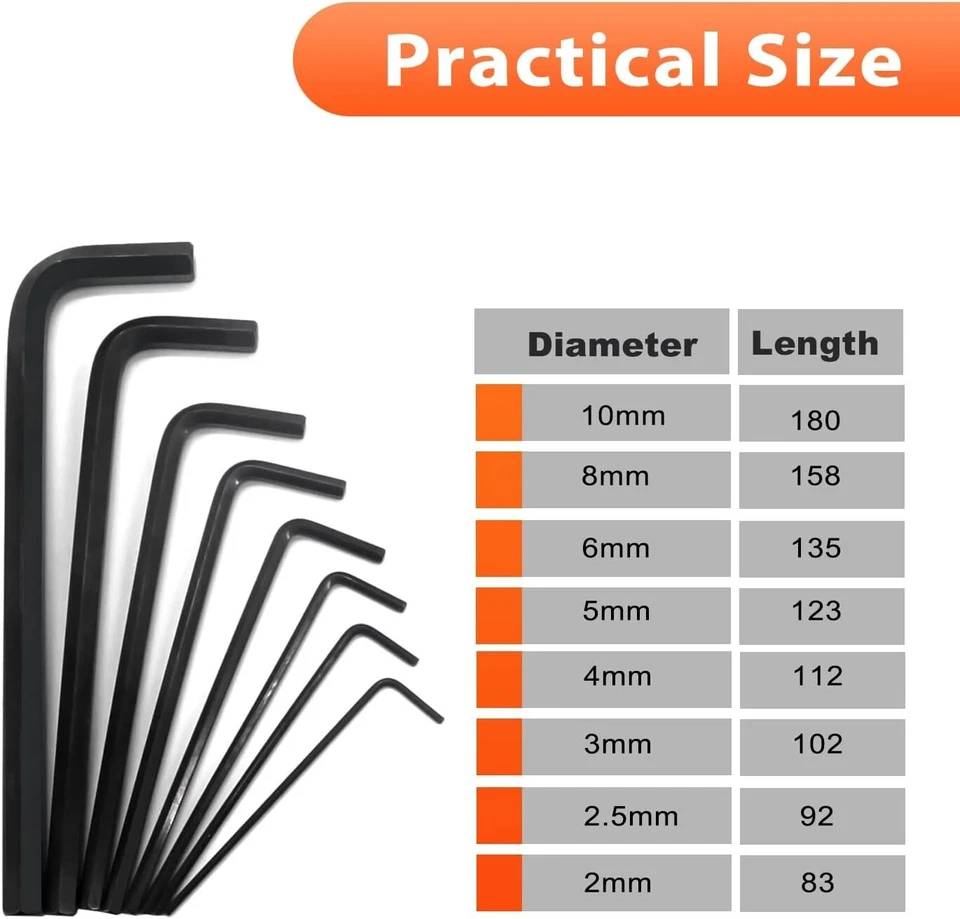 Ieusew Allen Wrenches Sets, 8-piece Metric Sizes 2mm 2.5mm 3mm 4mm 5mm 6mm 8mm - Image 4 of 4