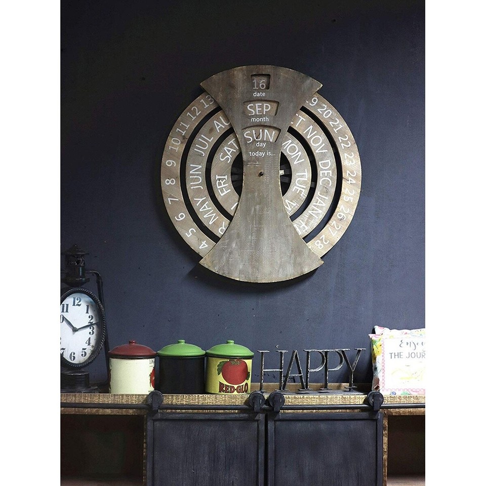 rustic-wood-wall-mounted-spin-perpetual-calendar-brown-ebay