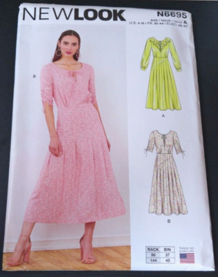 New Look Pattern N6695 Ms Dress w/Pleated Skirt~ Ruffle Neck & Sleeve Opts 4-16