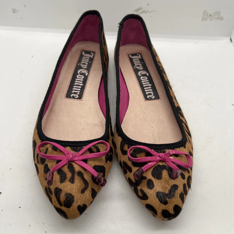 JUICY COUTURE Multi Estampado Guepardo Becerro Escarlata Ballet Planos Talla 8M -con Caja Foto 2 de 4