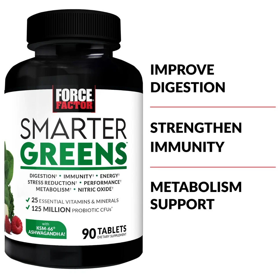 Comprimidos Force Factor Smarter Greens superalimentos con antioxidantes y probióticos Foto 2 de 4