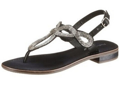 Hush Puppies Sandale verziert Mädchen 31 Leder Schwarz Sandalette Zehensteg NEU