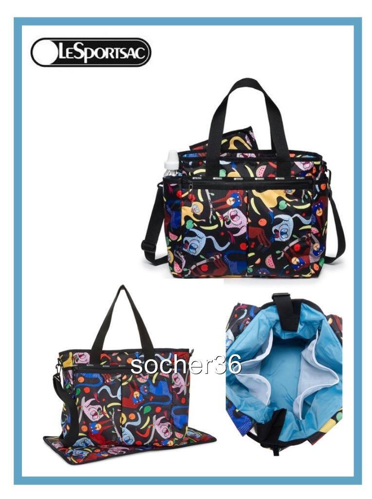 LESPORTSAC RYAN BABY DIAPER BAG TOTE W/CHANGING PAD MONKEY AROUND