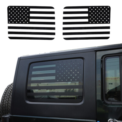 For Jeep Wrangler JK JKU 2007-10 Rear Window American Flags Trim sticker Decals