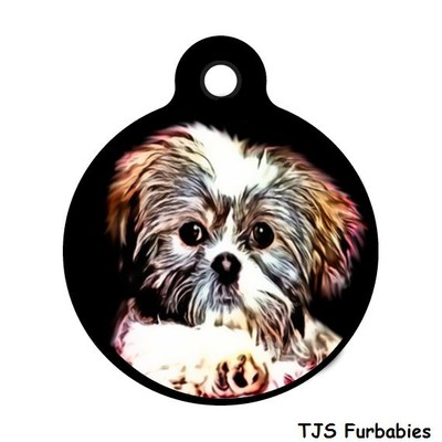 Shih Tzu Puppy Personalized Back Of Tag Pet Id Tag For Dog Collars