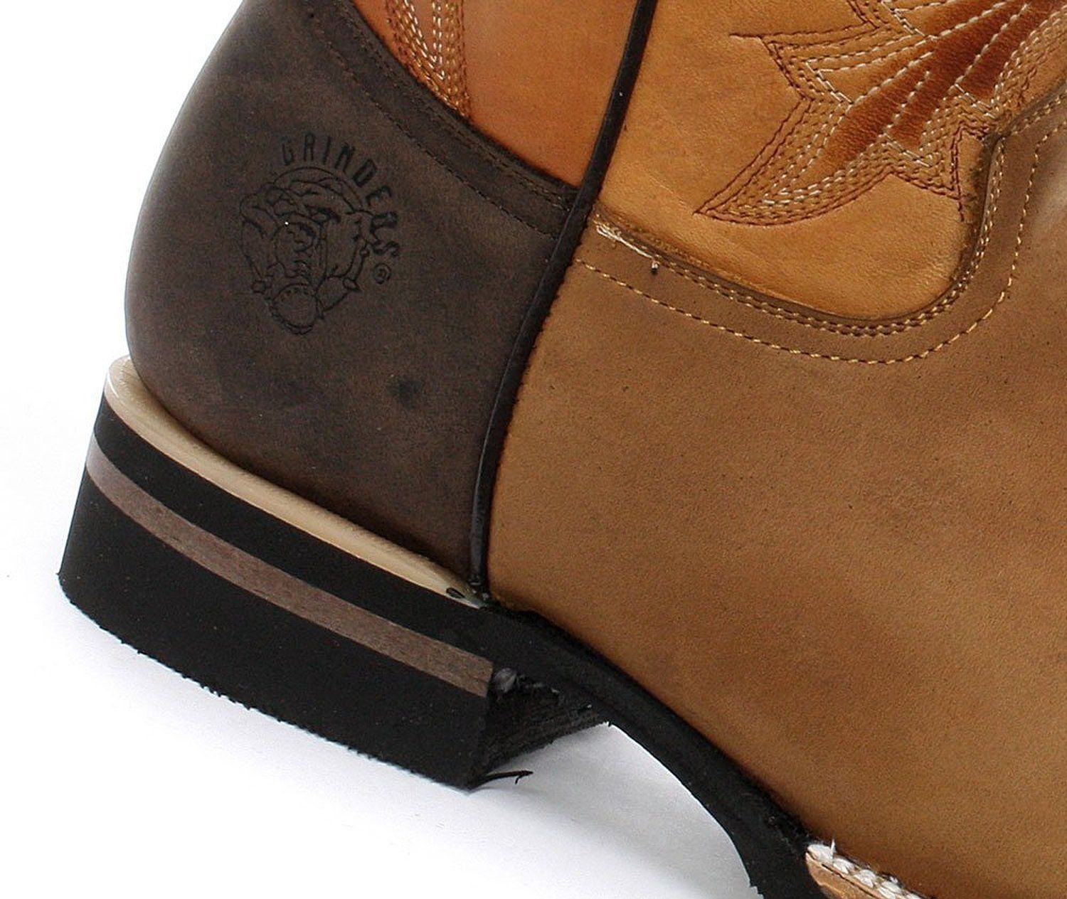 New Grinders El Paso Tan Brown Real Leather Cowboy Boot Slip On Mid