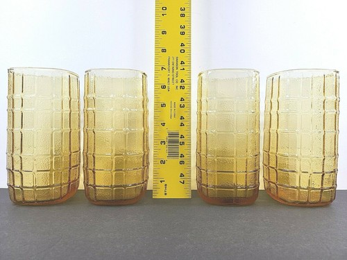 4 Anchor Hocking Topaz Tumblers Set Vintage Textured Lines Drinking Glasses Lot - 第 12/12 張圖片