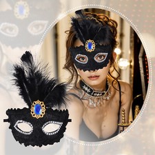 Half-Face Princess Masquerade Mask Halloween Carnival Vintage Feather Lace Mask