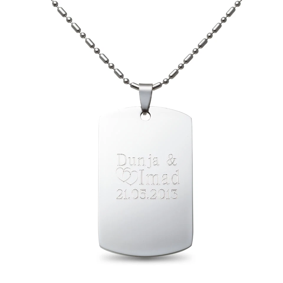 ID Dog Tag Anhänger Kette HERZBOX Kugelkette Massiv Edelstahl GRAVUR nach Wunsch - Bild 3 von 4