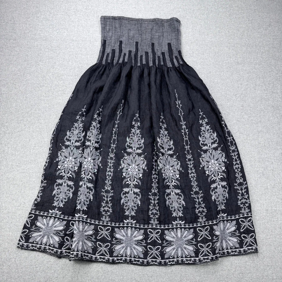 Vestido Anthropologie Lapislázuli Bordado Sin Tirantes Talla Única Negro Festival Boho Foto 2 de 4