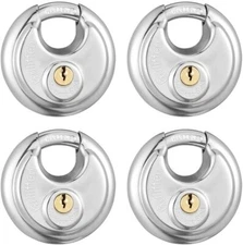 Keyed Alike Discus Padlocks,Stainless Steel Disc Padlock with Key for Storage Un