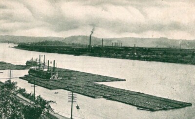 Coal Fleets Barges on Ohio River Pittsburgh Pennsylvania Postcard 3556 ca1905