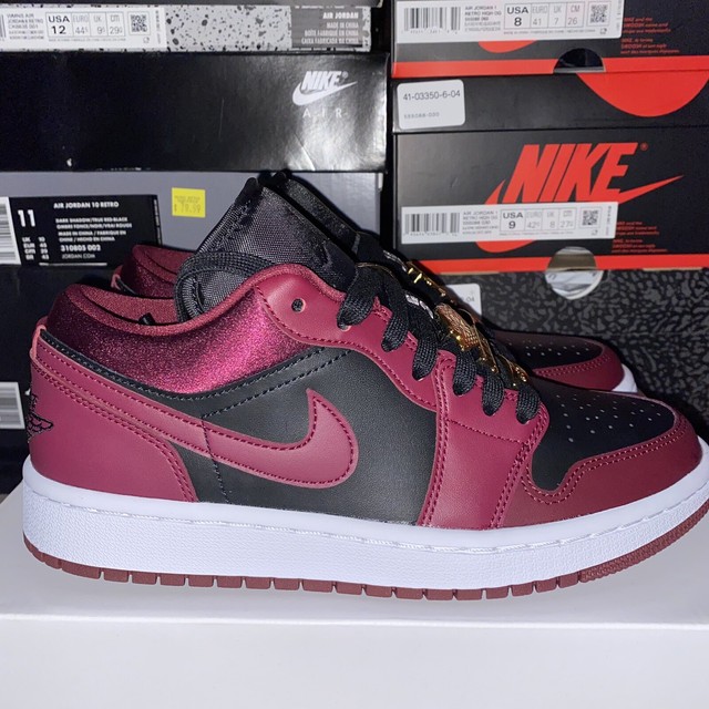 Size 9 - Jordan 1 Low Black/Dark Beetroot/White 2020 for sale online | eBay