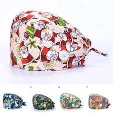 Christmas Surgical Scrub Cap Doctor Nurse Bouffant Hat Adjustable Head Cover#&
