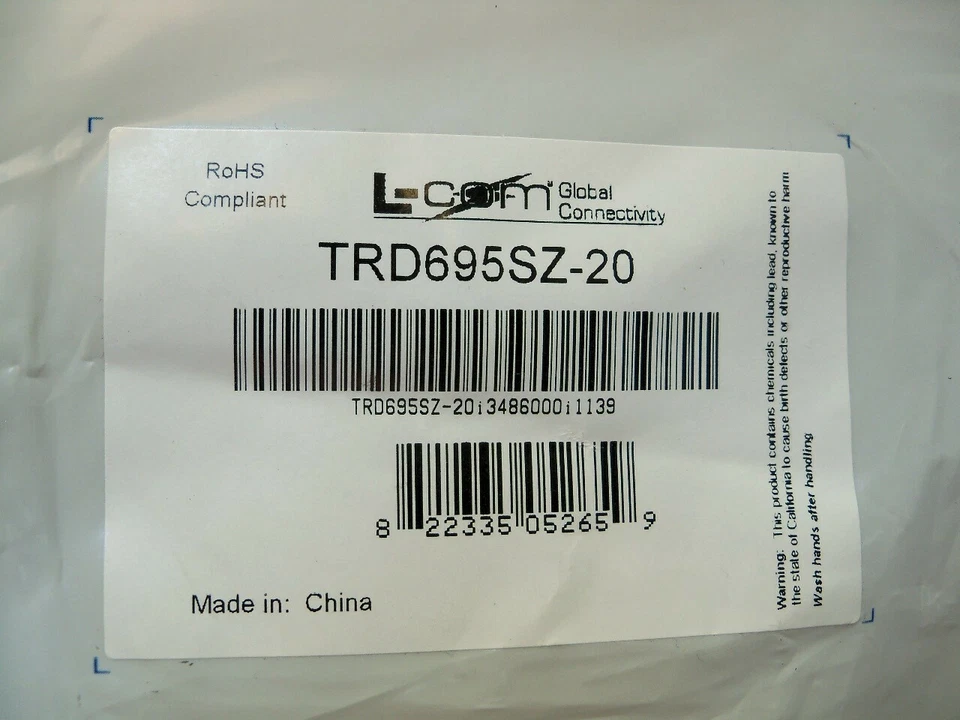 Ethernet Cable Cat Cat 6 RJ45 20 ft L-Com TRD695SZ-20 Lot of 3 - Image 3 of 4