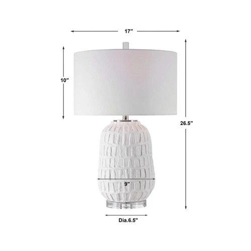 Uttermost Caelina Steel Ceramic Crystal and Fabric Table Lamp in White - Picture 9 of 9