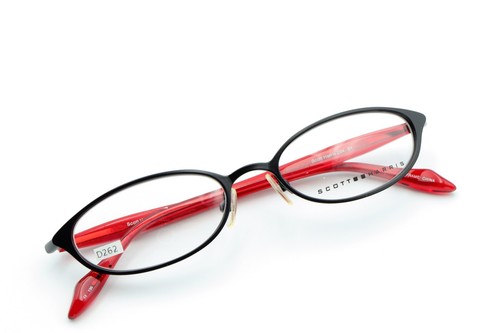 SCOTT HARRIS Europa Int. 234 C 01 Satin Black/Red 48-17-135 Eyeglass Frames D262