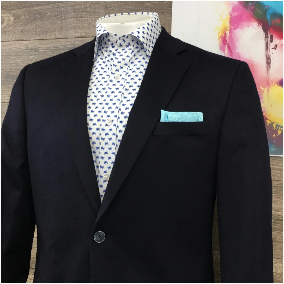 SAKS FIFTH AVE 男式西装外套运动外套休闲夹克尺寸 42L 100% 羊绒套装 — 第 2/4 张图片