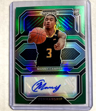 2021-22 Panini Prizm Draft Picks Manny Camper Green Prizm Rc Sp Auto Penmanship