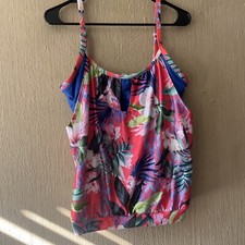 NEXT Double Up Tankini Swim Top Sz L Blue Red...