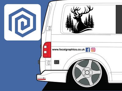 2x Hirsch Kopf Hirsch Vinyl Aufkleber für Camper Van Wohnwagen Sticker Grafik