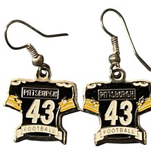 Pittsburgh  Steelers Football Jersey Dangle Earrings #43 Black & Gold Fan Gift